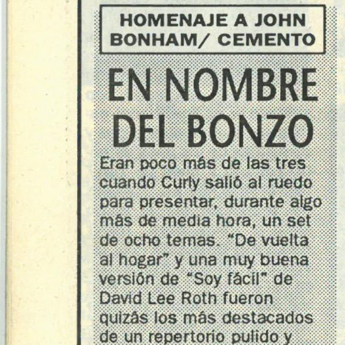 RECORTE: Homenaje a John Bonham en Cemento
